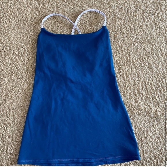 Lululemon Dancing Warrior Tank Poseidon Dottie Dash White Black Size 4 - Picture 4 of 7